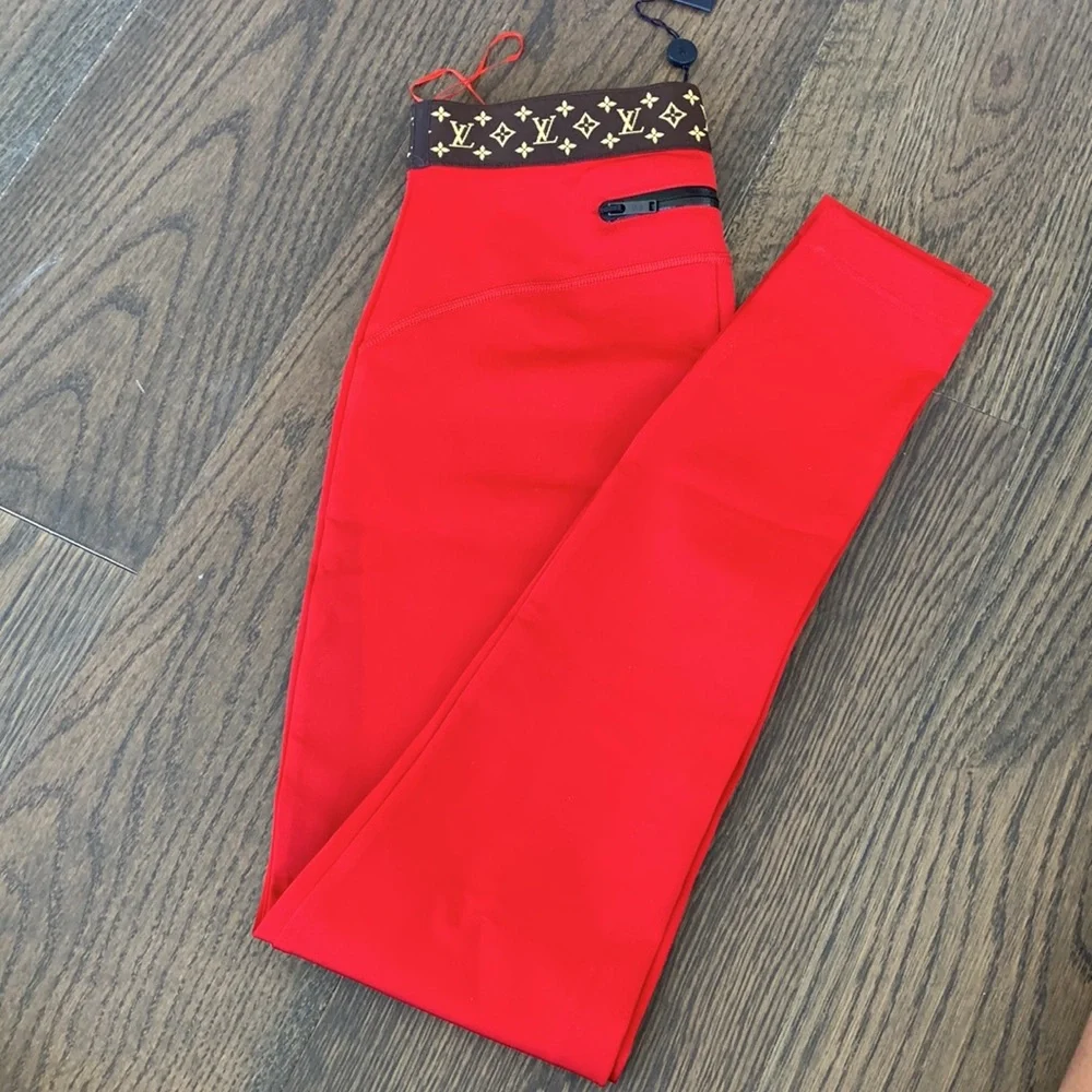 LOUIS VUITTON RED LEGGINGS SIZE 36 - Picture 6 of 12